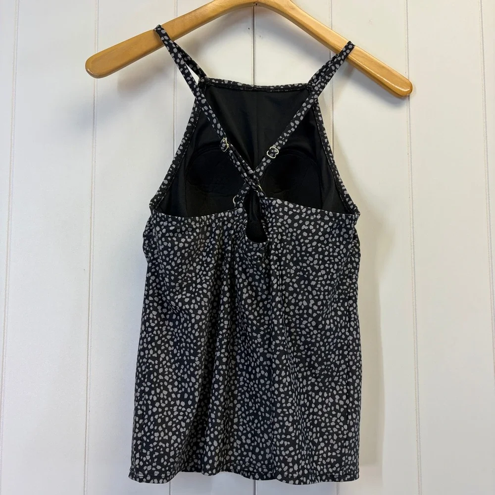 Kona Sol Abstract Animal Print Tankini Top Women Medium Travel Resortwear Beach